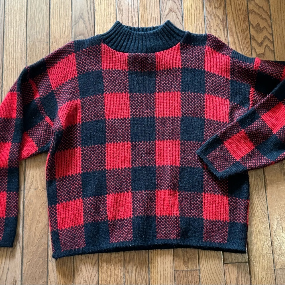 Vintage Adele Knitwear Plaid Pullover Sweater Womens Small Acrylic Retro 80s